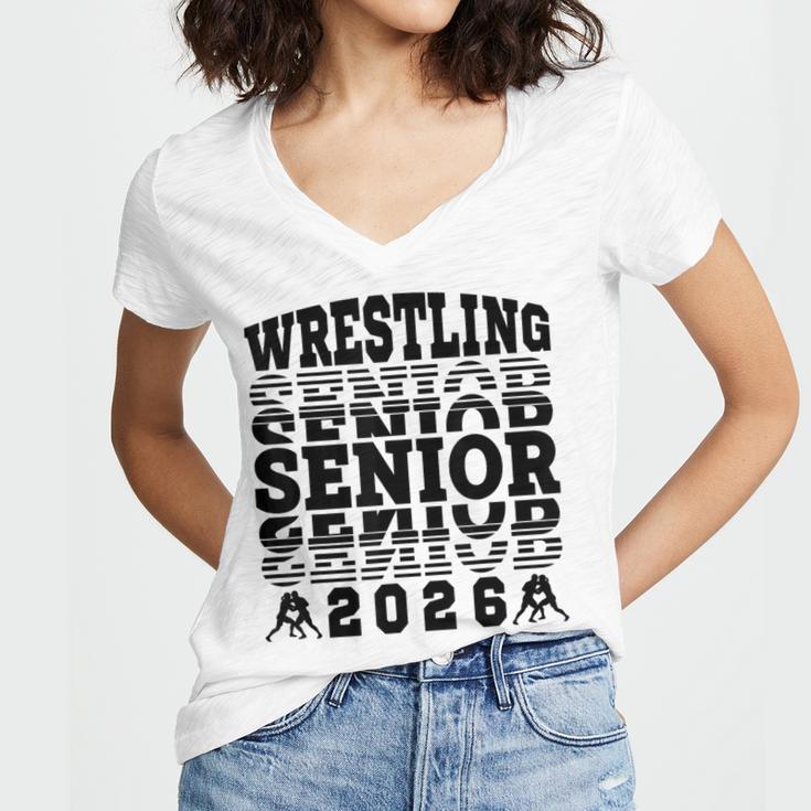 Wrestling Senior 2026 Graduation Women's Jersey Short Sleeve Deep V-Neck Tshirt