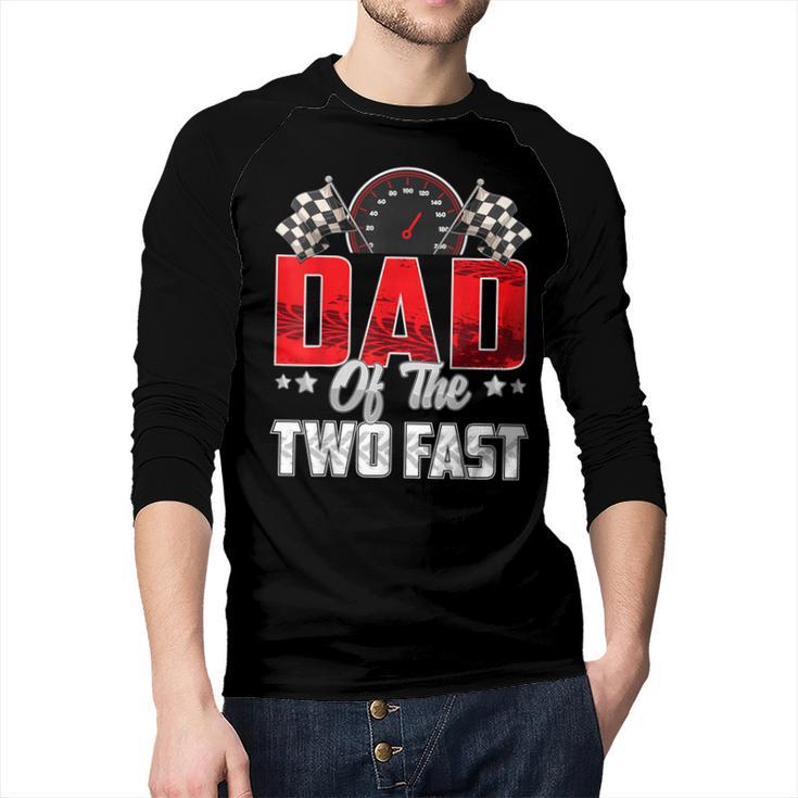 2 Year Old Racing Car Two Fast Birthday 2nd Family Dad Men Baseball Raglan Shirt