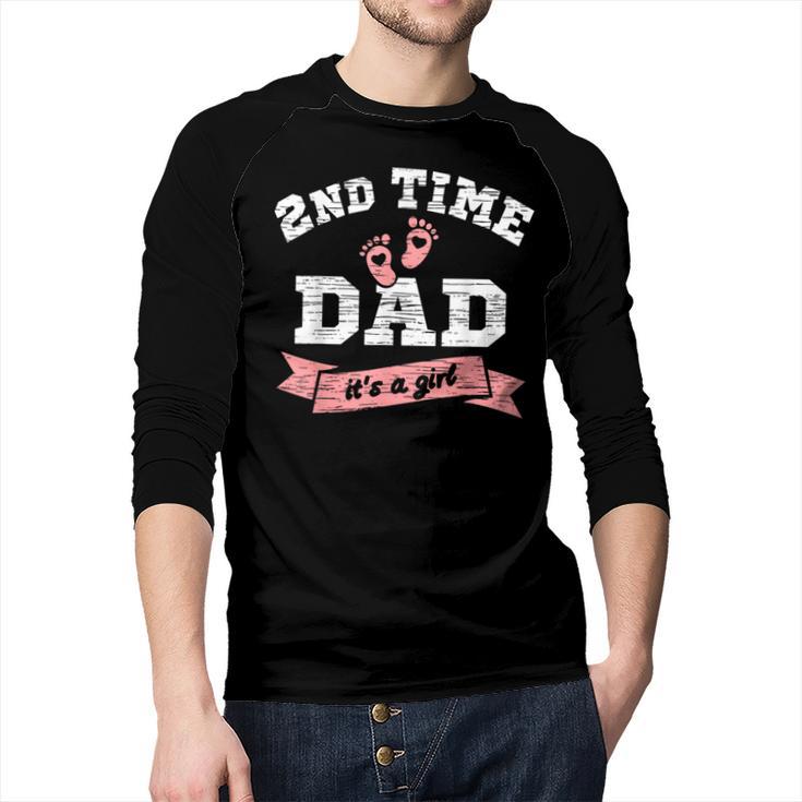 2nd Second Time Dad It's a Girl Gender Reveal Dad Of 2 Kids Men Baseball Raglan Shirt