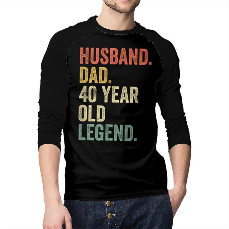 40th Birthday For Men Vintage Dad 1980 Men Baseball Raglan Shirt
