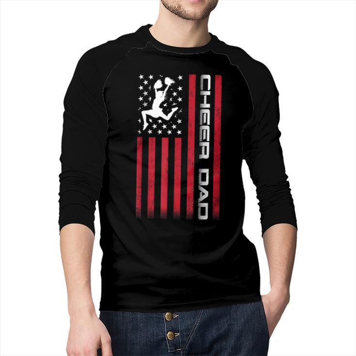 4th Of July US Flag Cheer Dad Shirt For Father's Cheer Men Baseball Raglan Shirt