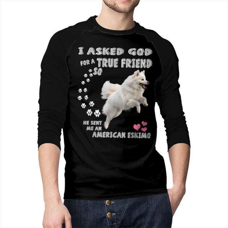 American Eskimo Dog Mom Eskie Dad Art Eskie Lover Quote Men Baseball Raglan Shirt