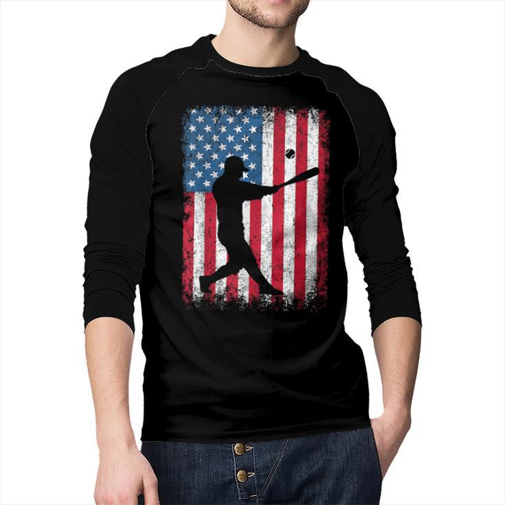 American Flag Vintage Baseball Flag Dad Mom Tee T-Shirt Men Baseball Raglan Shirt