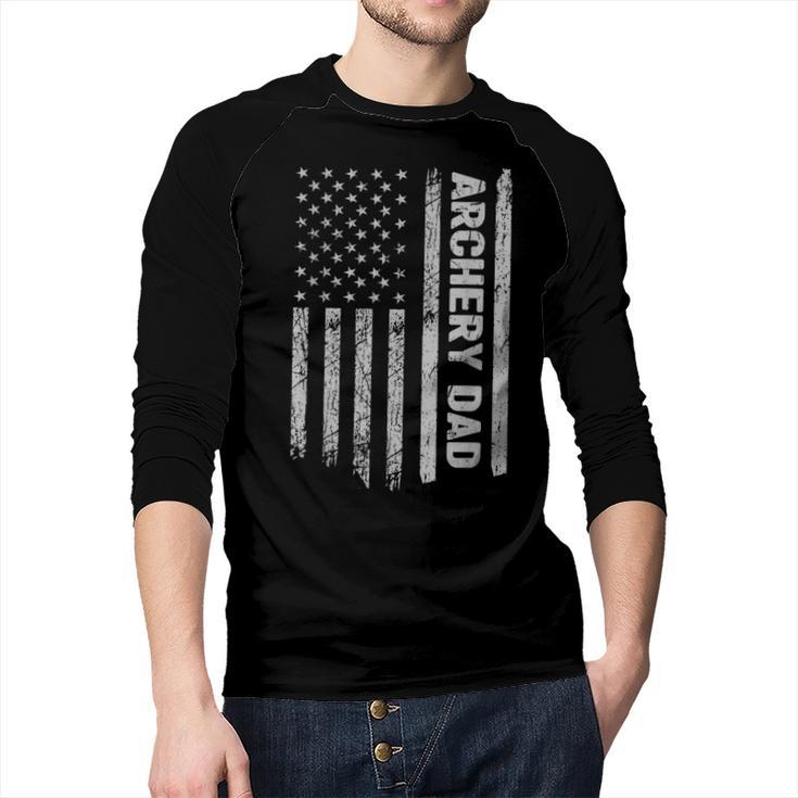 Archery Dad America US Flag Patriot Vintage Archer Men Baseball Raglan Shirt