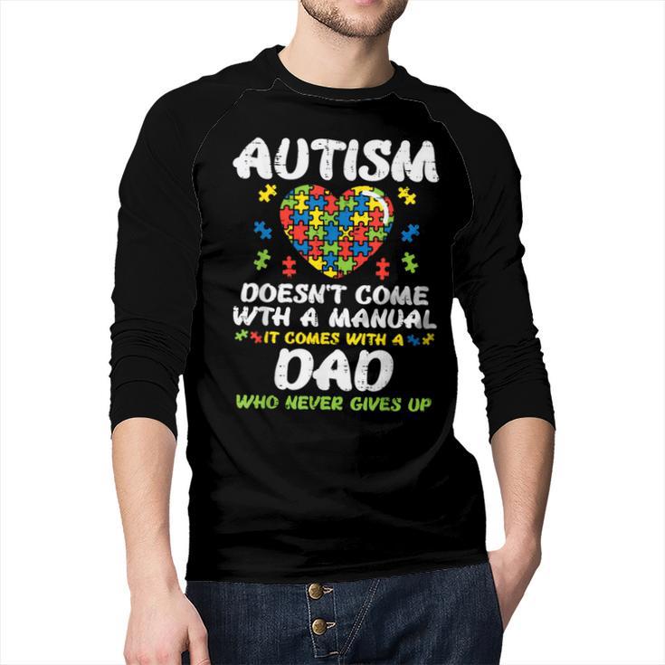 Autism Doesnt Come With Manual Dad Puzzle Awareness Men Men Baseball Raglan Shirt