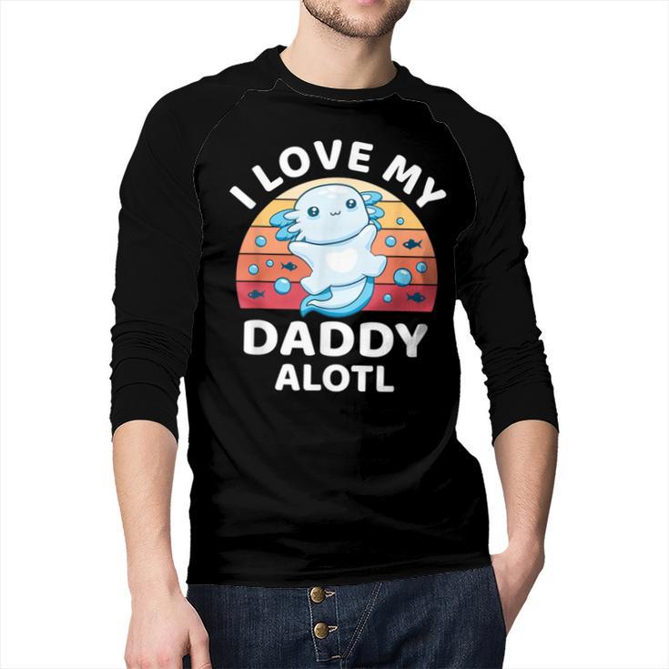 Axolotl Kids Teens Retro Sunset I Love My Daddy Men Baseball Raglan Shirt