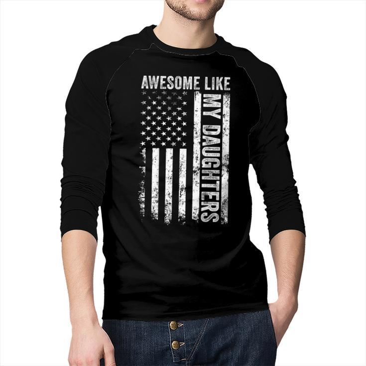 ON Back Awesome Like My Daughters Men Fathers Day Dad Men Baseball Raglan Shirt