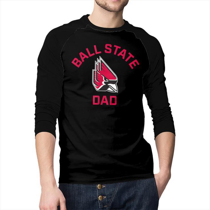 Ball State University Cardinals Arched Dad Men Baseball Raglan Shirt