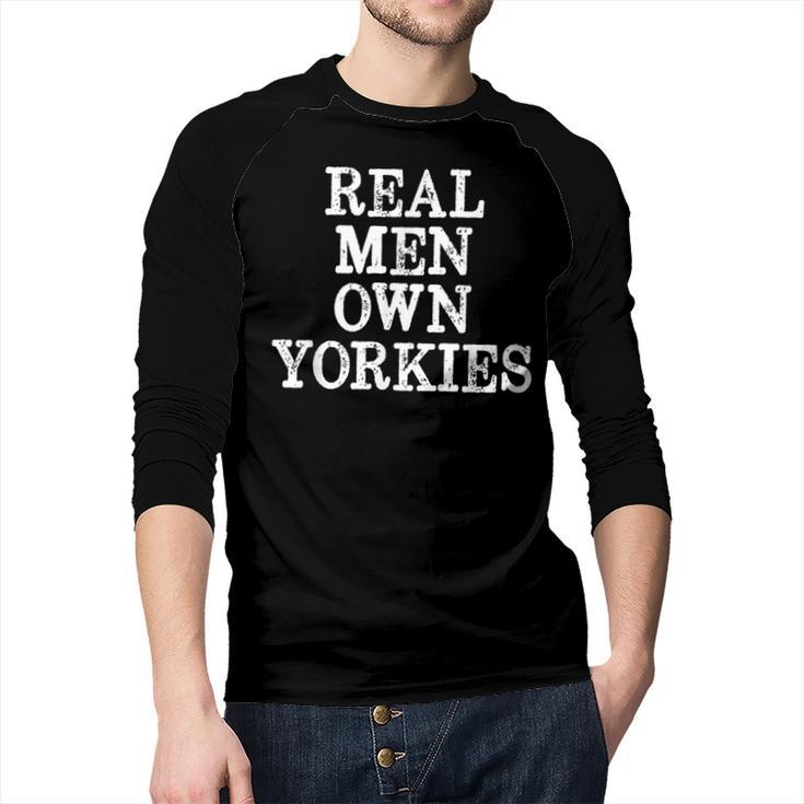 BDAZ Yorkie Dad Real Men Own Yorkies Terriers Dog Husband Small Men Baseball Raglan Shirt