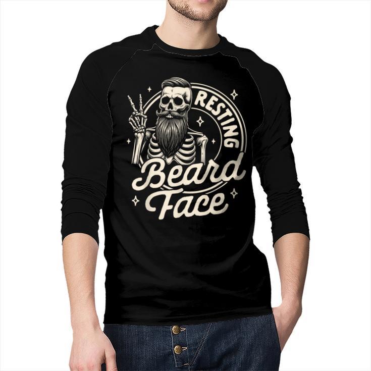 Bearded Dad Daddy Papa Father’s Day Resting Beard Face Men Baseball Raglan Shirt