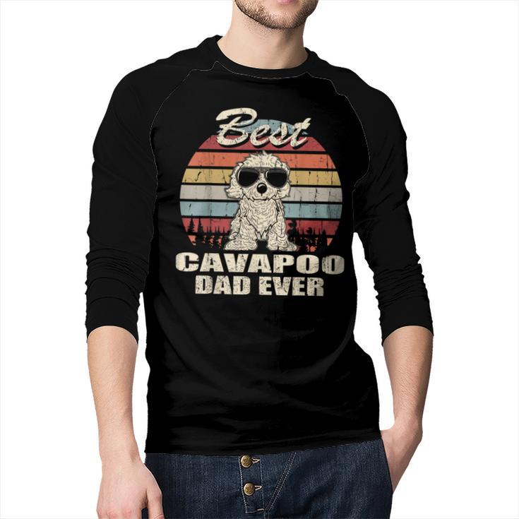 Best Cavapoo Dad Ever Vintage Retro Dog Dad Men Baseball Raglan Shirt