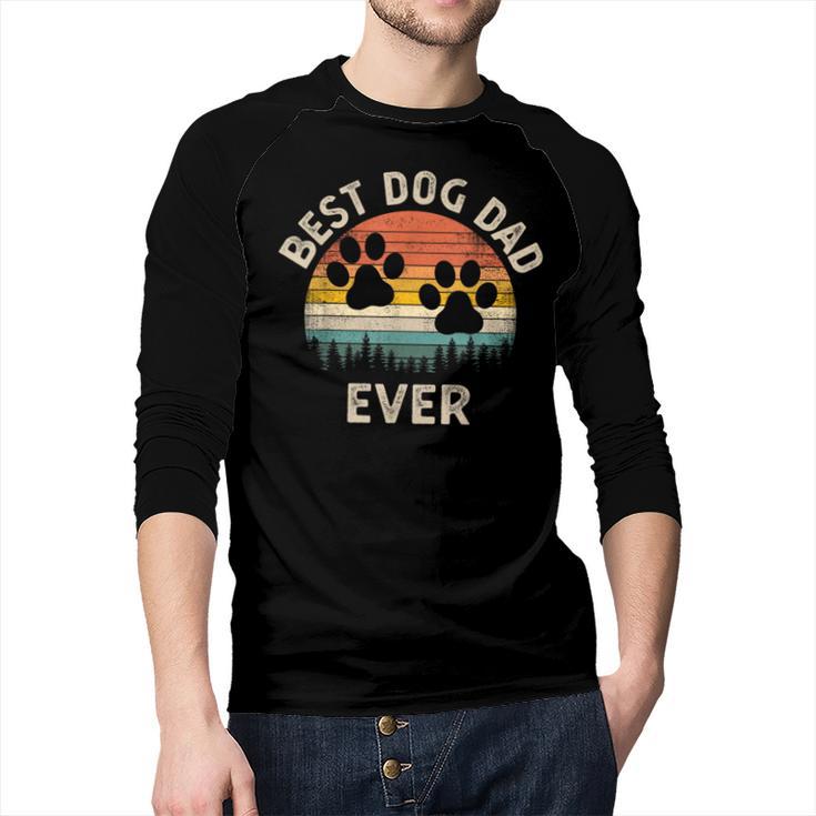 Best Dog Dad Ever Vintage Father's Day Dog Lover Men Baseball Raglan Shirt