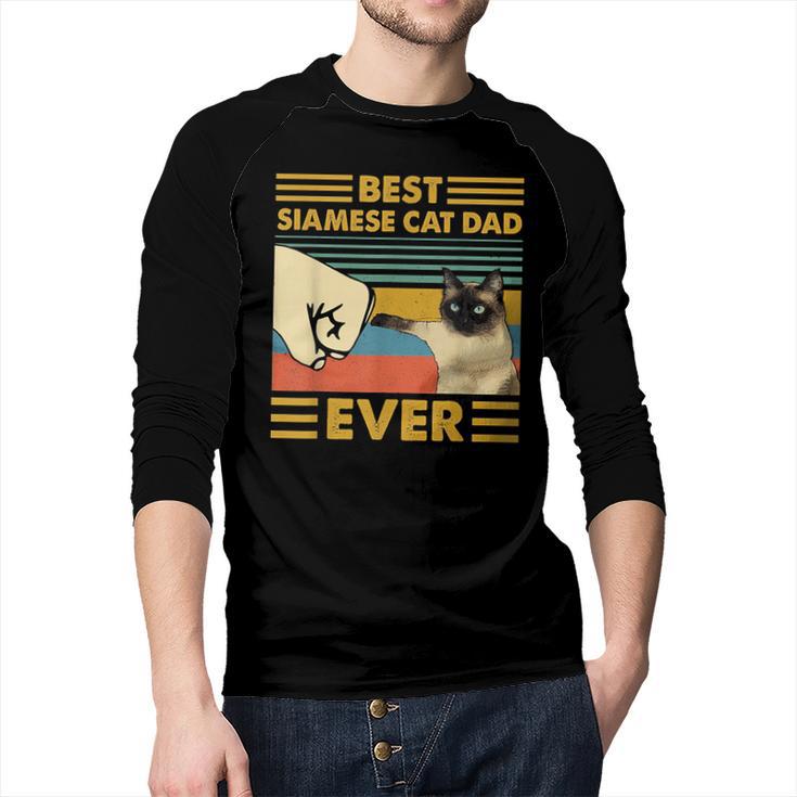 Best Siamese Cat Dad Ever Retro Vintage Sunset Men Baseball Raglan Shirt