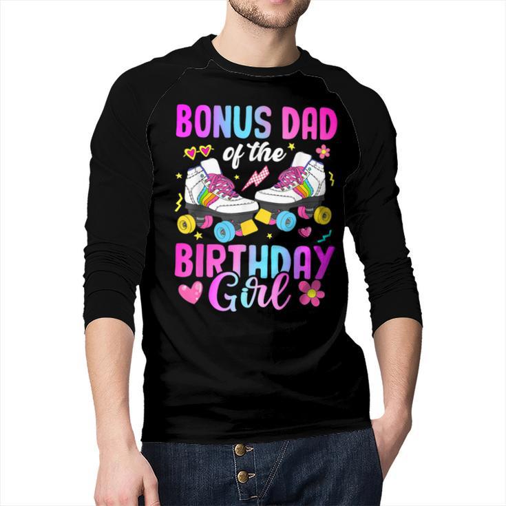 Bonus Dad Of The Birthday Girl Rolling Skate Bday Family Men Baseball Raglan Shirt