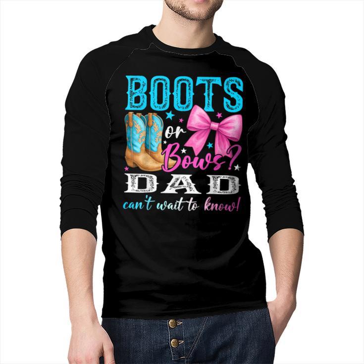 Boots Or Bows Dad Loves You Gender Reveal Party Men Baseball Raglan Shirt