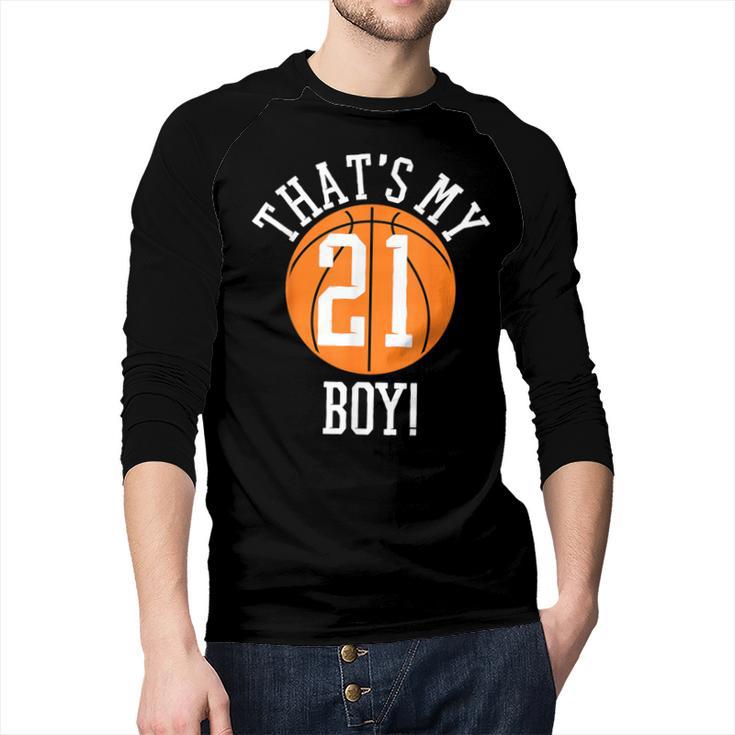 My Boy 21 Basketball Number 21 Jersey Basketball Mom Dad Men Baseball Raglan Shirt