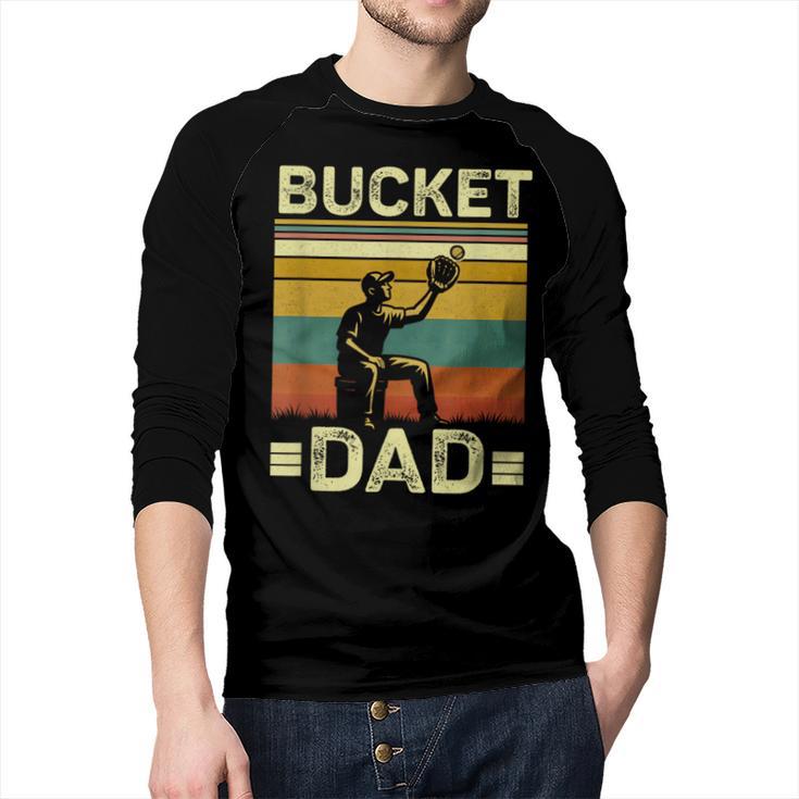 Bucket Dad Softball Dad Baseball Coach Father's Day Men Baseball Raglan Shirt