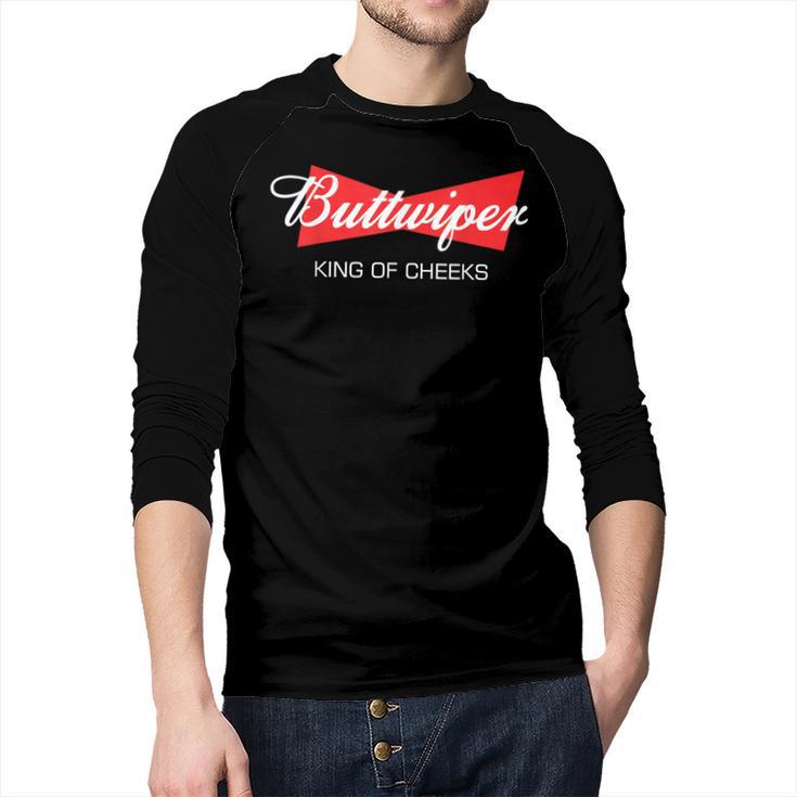 Buttwiper New Dad Beer Inspired Diaper Shower Men Baseball Raglan Shirt