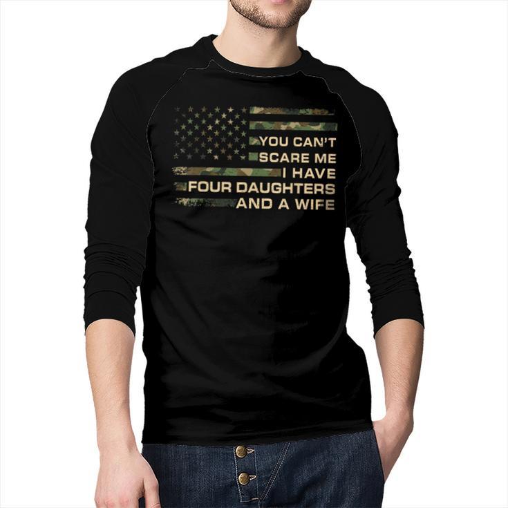 You Can't Scare Me I Have 4 Daughters & Wife Fathers Day Dad Men Baseball Raglan Shirt