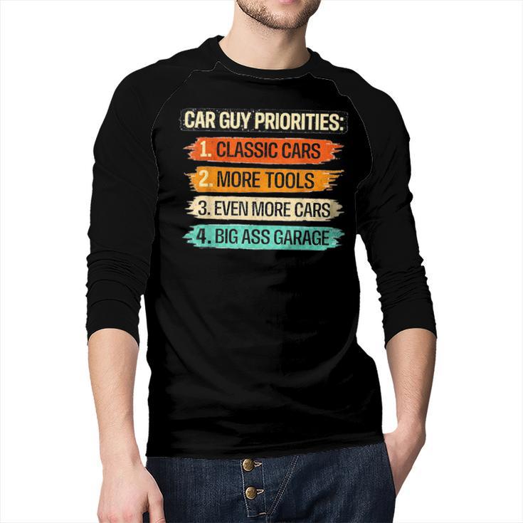 Car Guy Priorities Cars Garage Lover For Men Dad Men Baseball Raglan Shirt