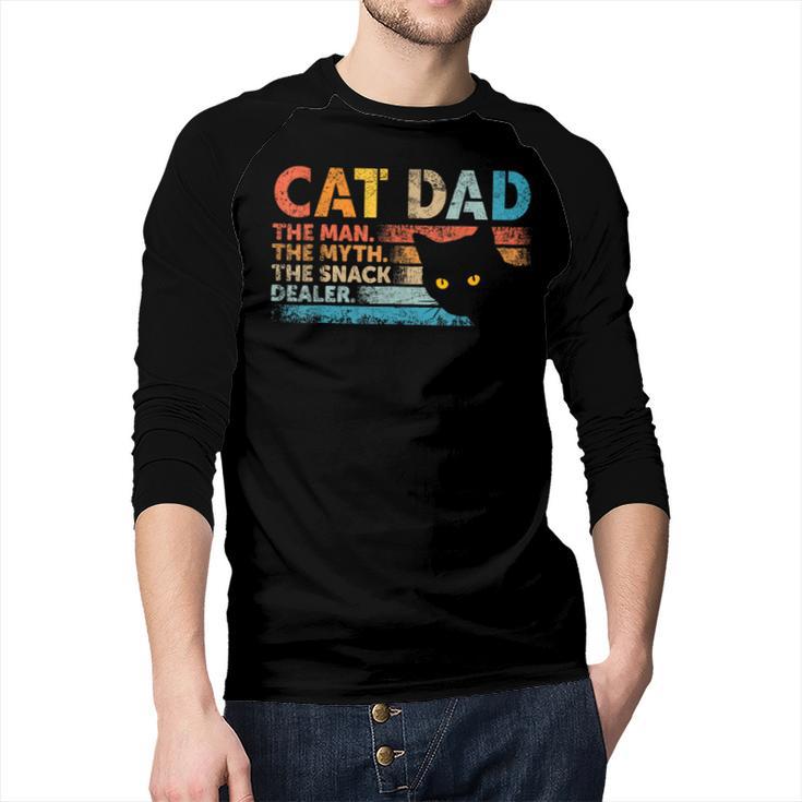 Cat Dad The Man The Myth Snack Dealer Fathers Day Men Baseball Raglan Shirt