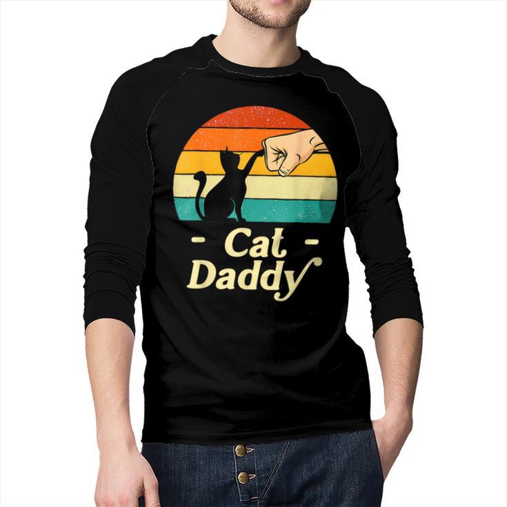 Cat Daddy Vintage Cat Lover Cat Dad Fathers Day Men Baseball Raglan Shirt