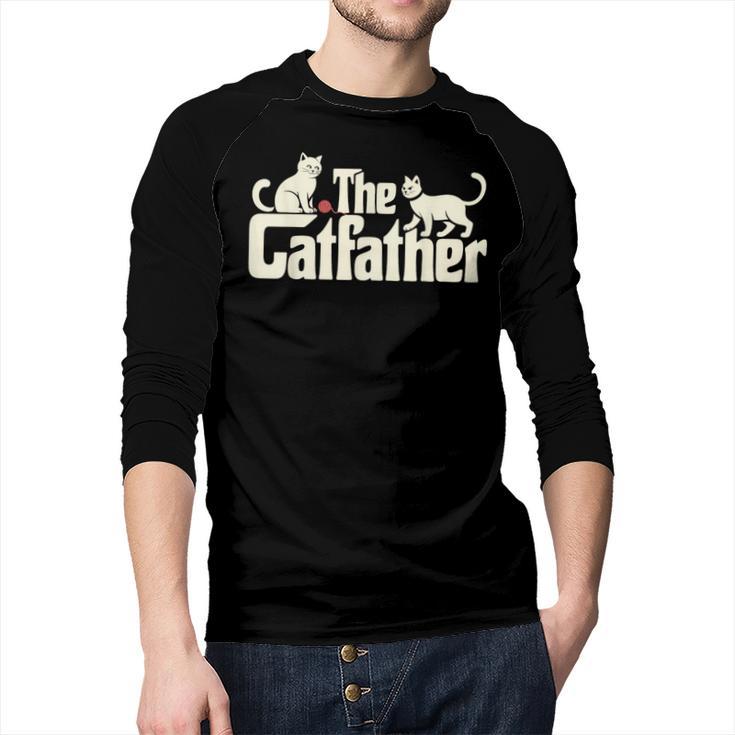 The Catfather Cat Dad Father's Day Cat Lover Men Baseball Raglan Shirt