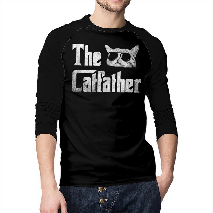 The Catfather Cool Cat Daddy Glasses Men Baseball Raglan Shirt
