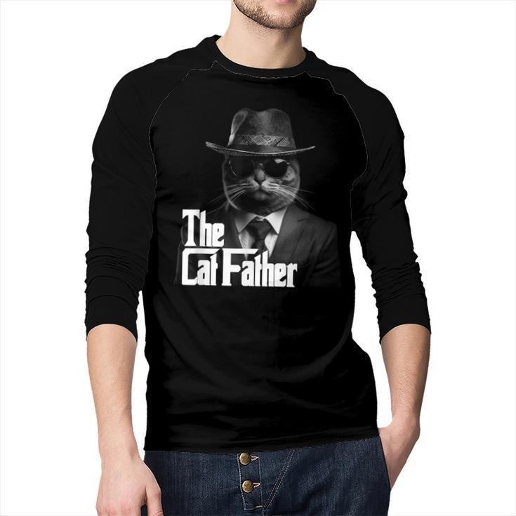 The Catfather Fathersday Best Birthday Cat Dad Men Baseball Raglan Shirt
