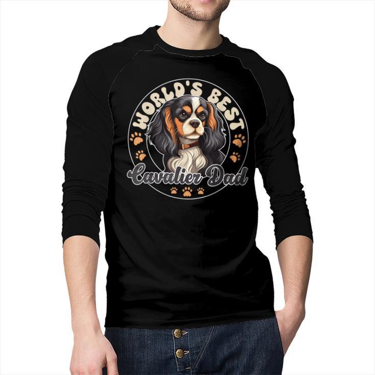 Cavalier King Charles Spaniel Dog World's Best Cavalier Dad Men Baseball Raglan Shirt