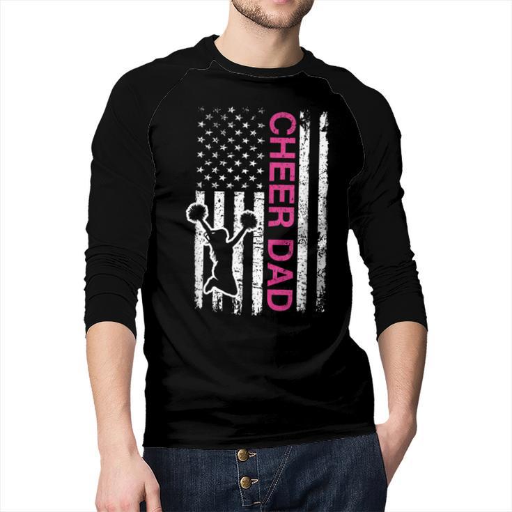 Cheer Dad Flag Pink Cheerleading Men Baseball Raglan Shirt