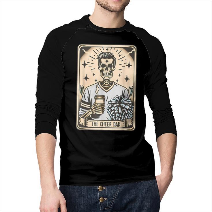 Cheer Dad Tarot Card Skeleton Cheerleading Fathers Day Men Baseball Raglan Shirt
