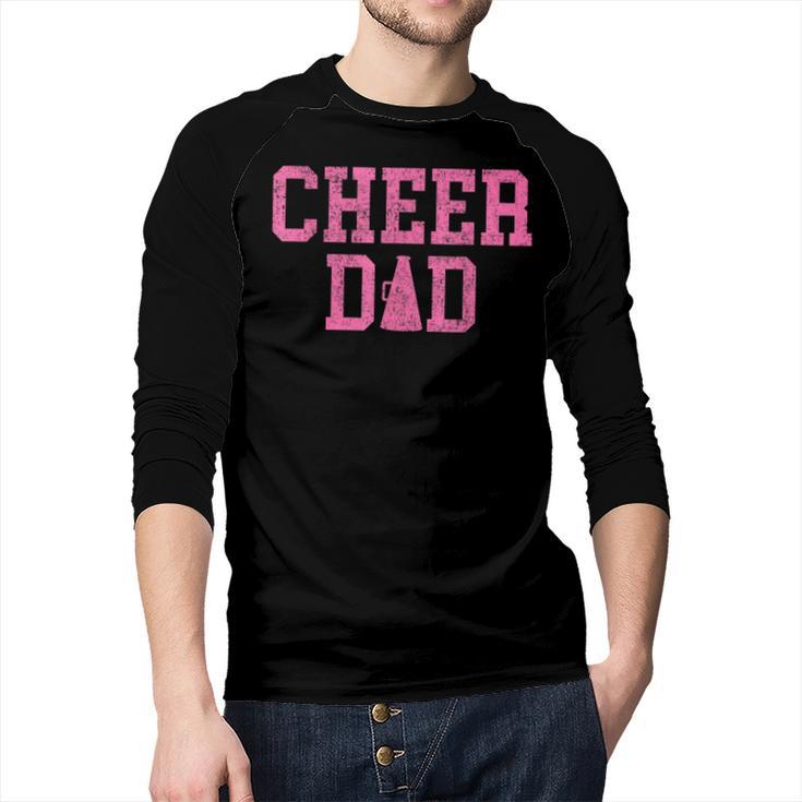 Cheer Dad Vintage Retro Cheerleading Pink Men Baseball Raglan Shirt