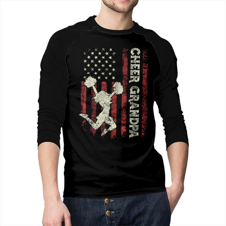 Cheer Grandpa US Flag Dad Patriotic Cheerleader Fathers Day Men Baseball Raglan Shirt
