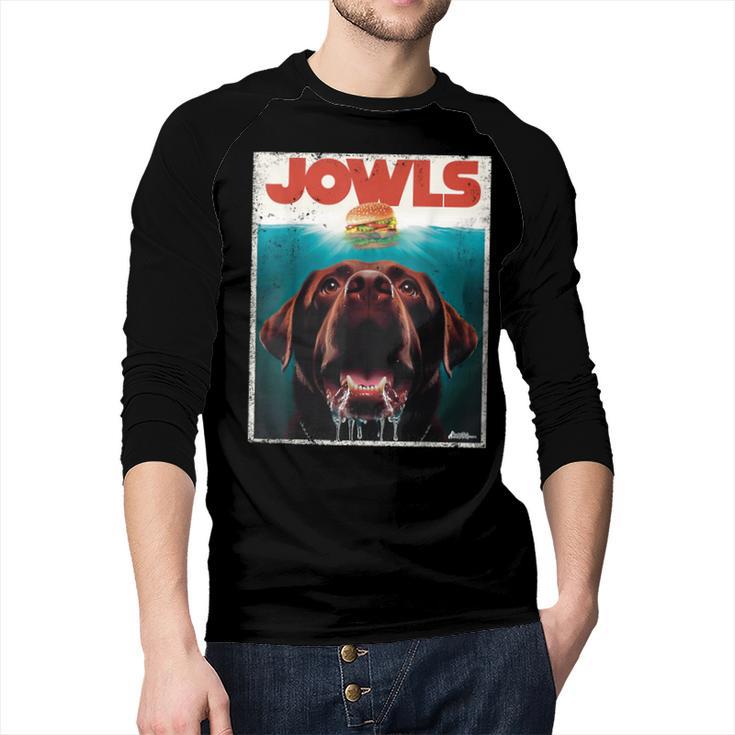 Chocolate Lab Jowls Labrador Retriever Dog Mom Dad Men Baseball Raglan Shirt