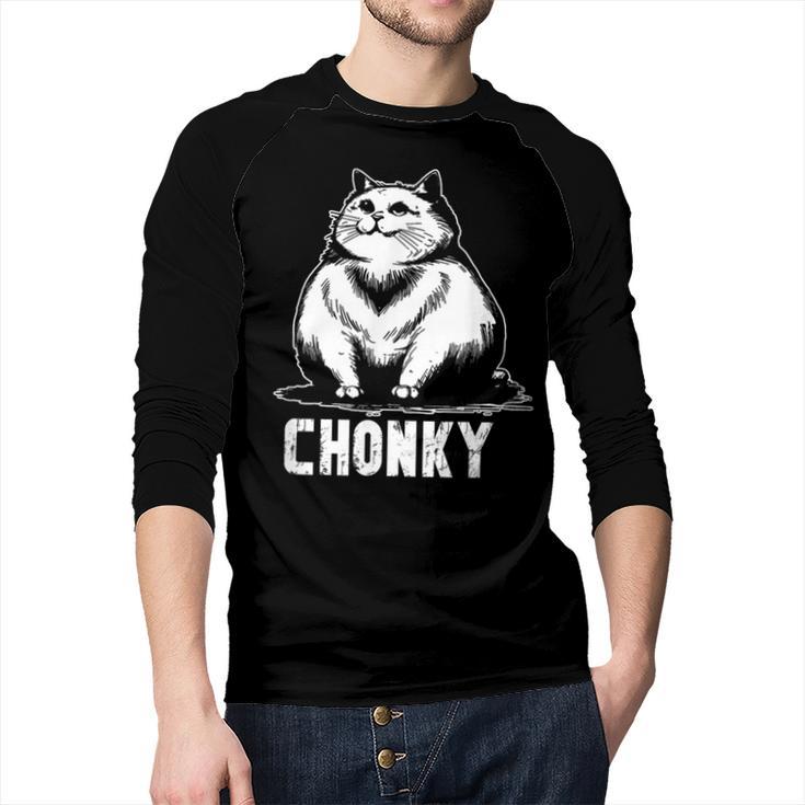 Chonk Fat And Hairy Cat Cats Kittens Dad Graphic Mom Funny Men Baseball Raglan Shirt