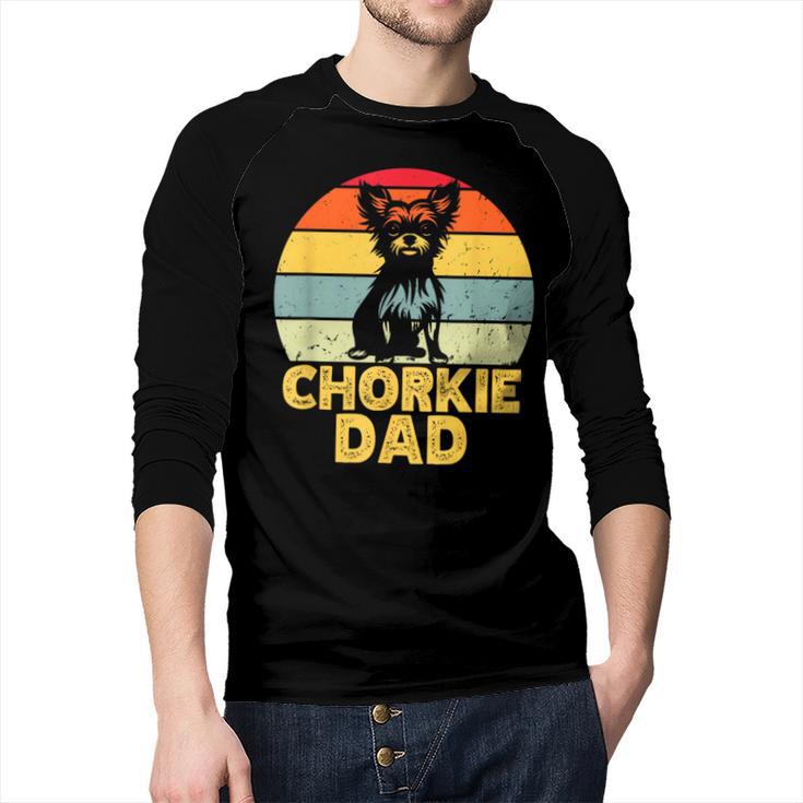 Chorkie Dad Retro Sunset Chihuahua Yorkie Mix Lover Men Baseball Raglan Shirt
