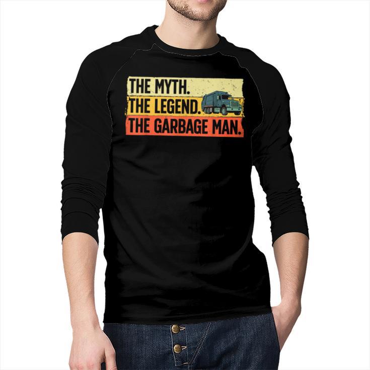 Cool Garbage Man Art For Men Dad Father Garbage Dump Truck Men Baseball Raglan Shirt