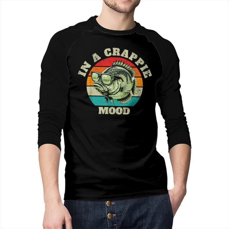 In A Crappie Mood Retro Fishing Sarcastic Dad Men Baseball Raglan Shirt