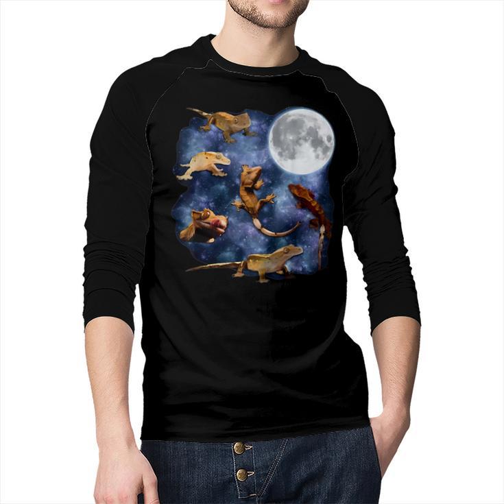 Crested Gecko Moon Retro Reptile Mom Dad Breeder Lover Men Baseball Raglan Shirt