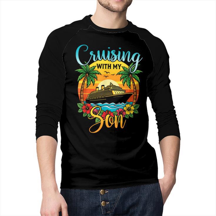 Cruising With My Son Mom Dad Cruise Vacation Matching Men Baseball Raglan Shirt