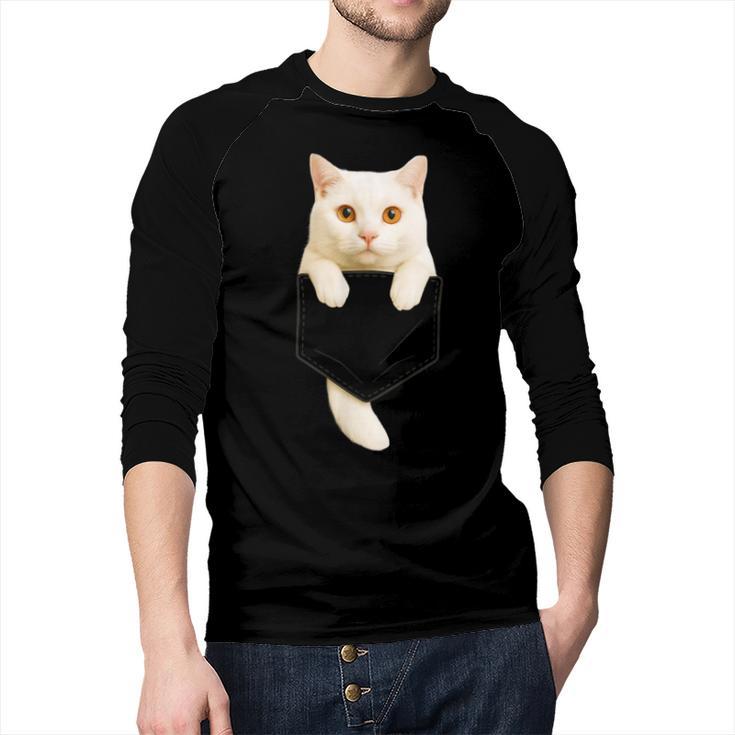 Cute Cat Pocket Cat Mom Cat Dad Cat Lover Men Baseball Raglan Shirt