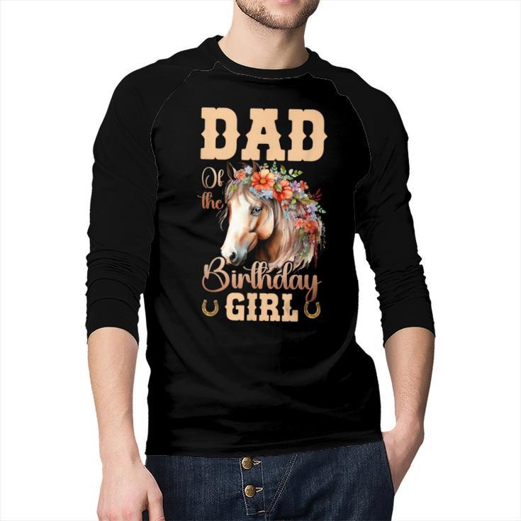 Cute Dad Of The Birthday Girl Horse Family Party Men Baseball Raglan Shirt
