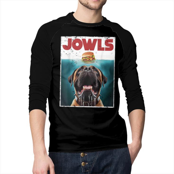 Cute English Mastiff Jowls Burger Bullmastiff Dog Mom Dad Men Baseball Raglan Shirt