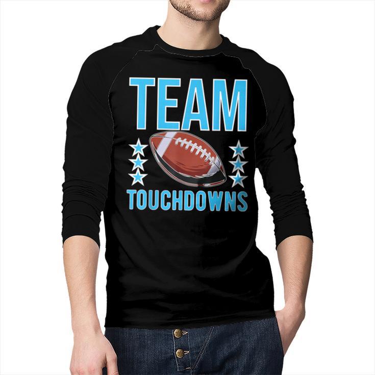 Cute Team Touchdowns Gender Reveal For Mom And Dad Men Baseball Raglan Shirt