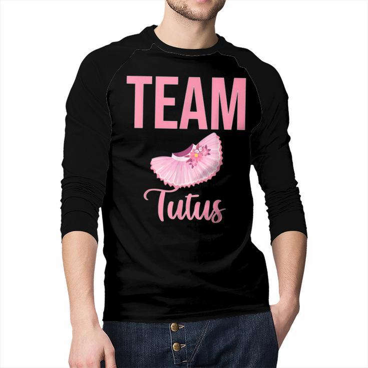 Cute Team Tutus Gender Reveal For Mom And Dad Men Baseball Raglan Shirt