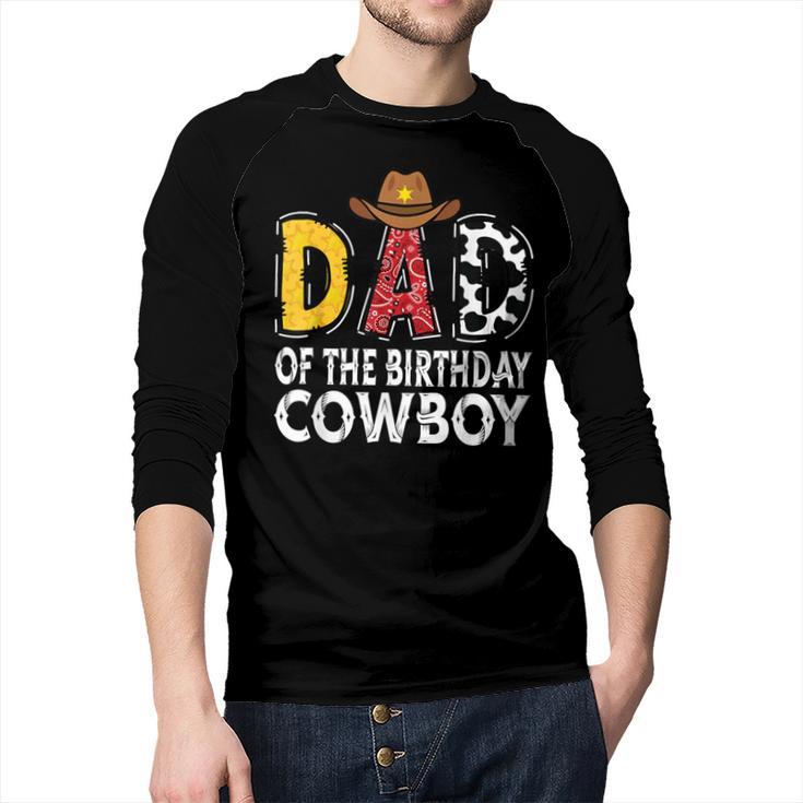 Dad 1st Birthday Cowboy Western Dad Birthday Boy Men Baseball Raglan Shirt