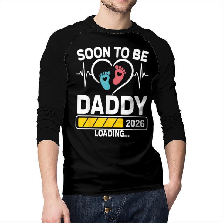 Dad To Be 2026 Loading Dad Est 2026 Promoted To Daddy Men Baseball Raglan Shirt