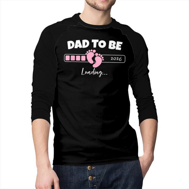 Dad To Be 2026 Loading Pink Little Girl Pregnancy Reveal Men Baseball Raglan Shirt