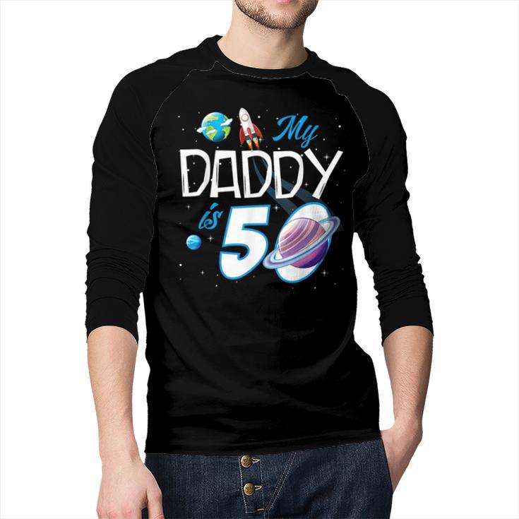 My Dad Is 50 Years Daddy Father 50th Years Birthday Men Baseball Raglan Shirt